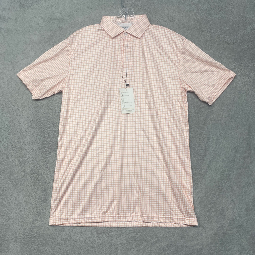 Collars & Co Polo Shirt Large Mens Orange Check Dress Collar Golf Performance